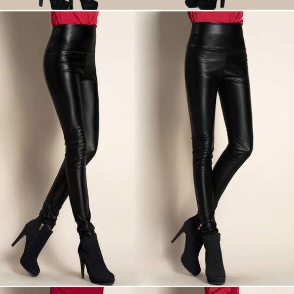 Autumn Winter Women Thin Velvet PU Leather Pant - Picture 1 of 6